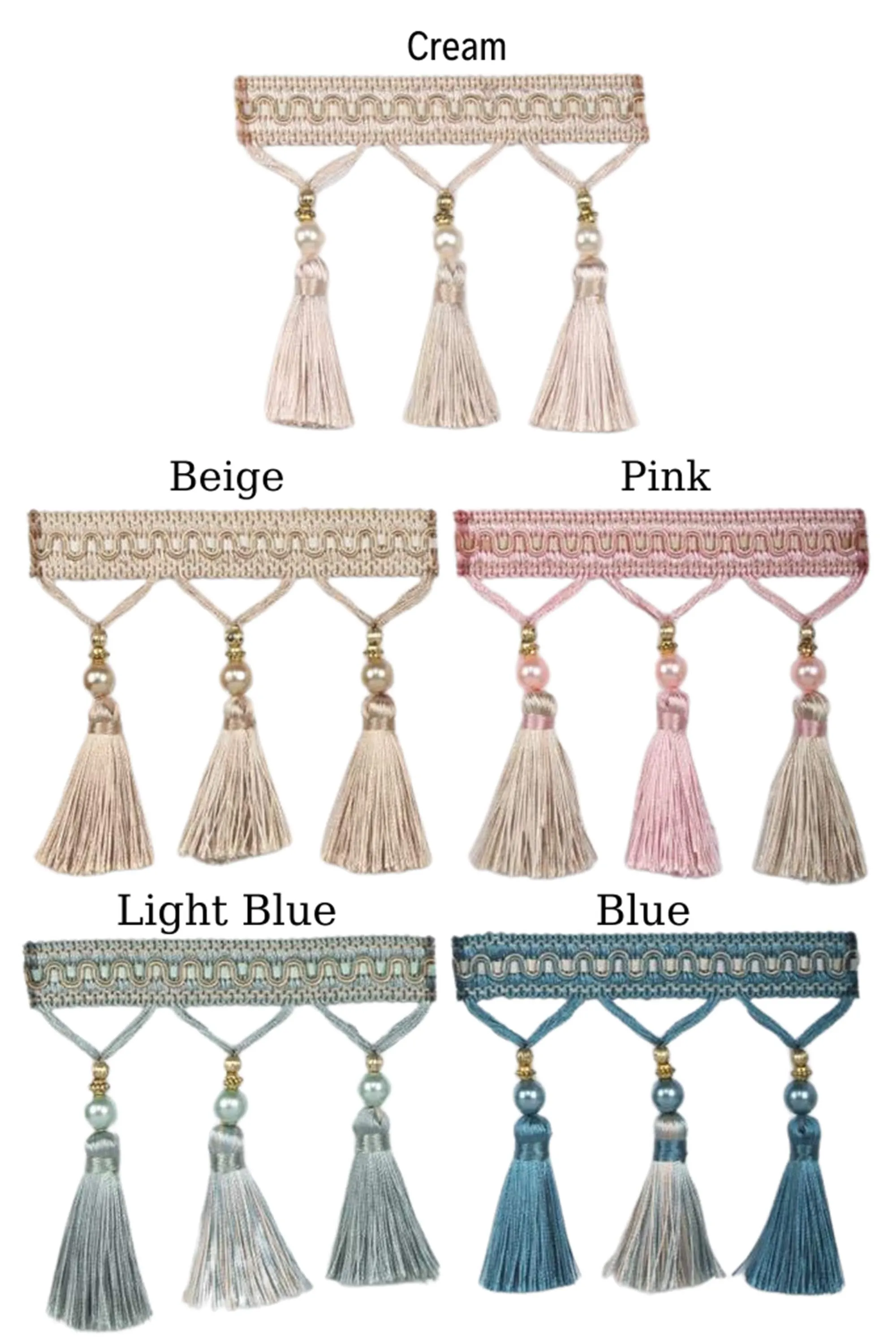 115 mm Tassel Fringe Trim in 5 Colors, 4.52 inches Gimp Header, lampshade trim by the yard, Fringe for Drapery, Tassel trim, Curtain Trim