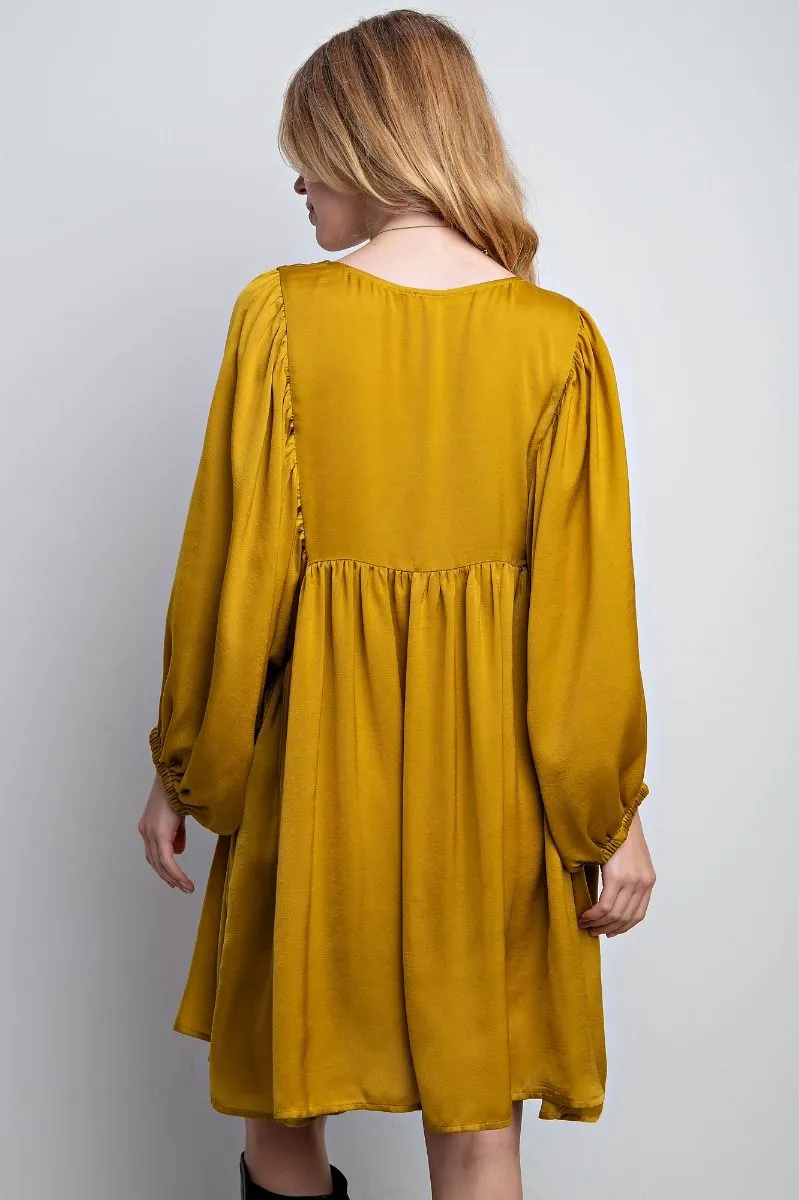 Brushed Satin Golden Kiwi Dress