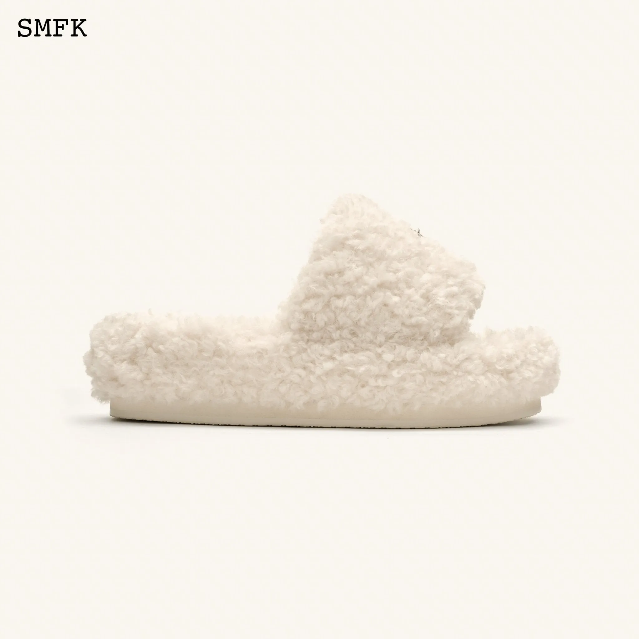 Compass White Velvet Furry Slipper