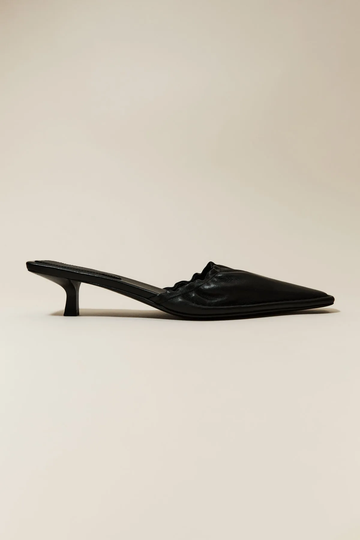 Gathered Kitten Heels - Black