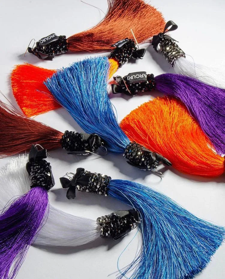 White Silk Tassel Earrings